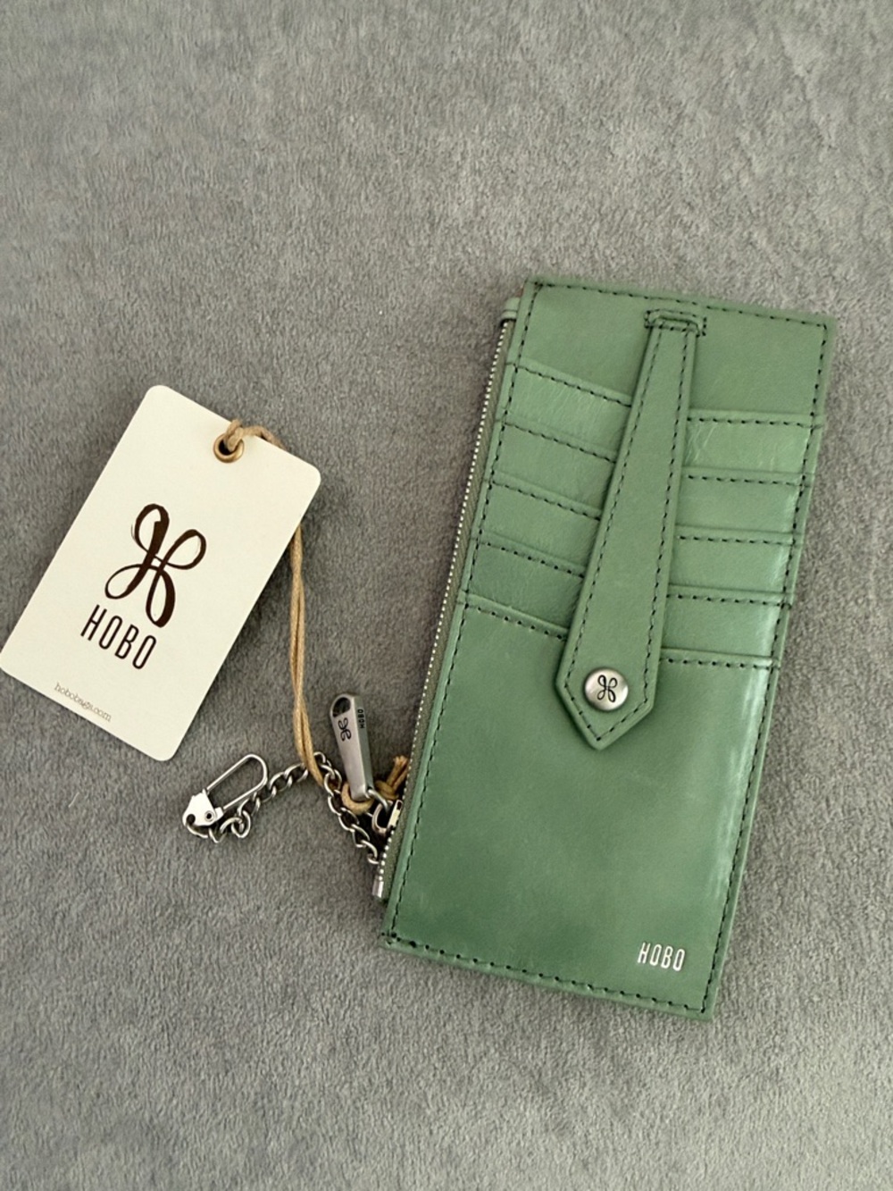 HOBO Linn Leather Card Holder Wallet, Jade, NWT
